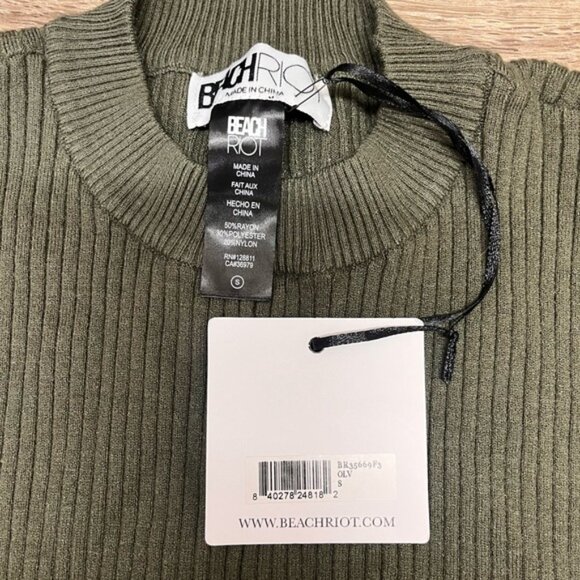 BEACH RIOT‎ GREEN Callie Oversize Crewneck Sweater size small NWT - Picture 7 of 8